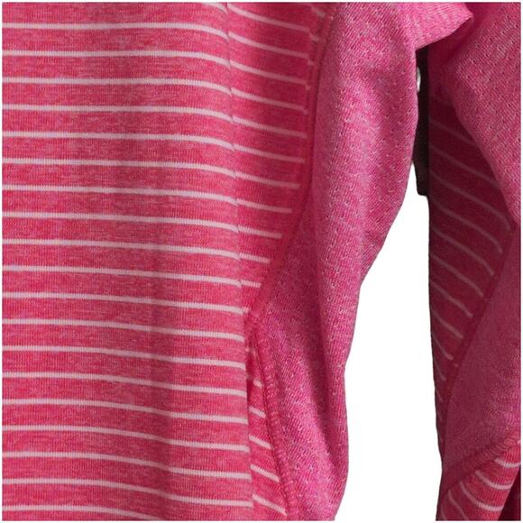 Coolibar Devi L/S Fitness T-Shirt Salmon Striped Crew Neck Raglan 01496 Size M - Picture 3 of 12